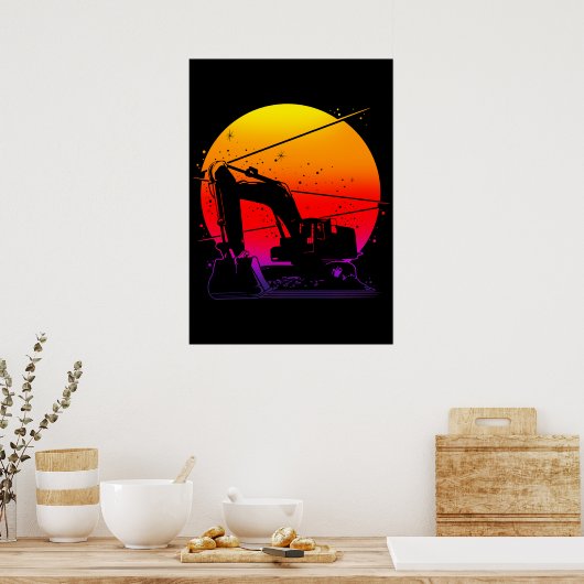 Excavator Sun Poster (Keuken)