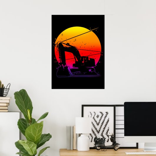 Excavator Sun Poster (Thuiskantoor)