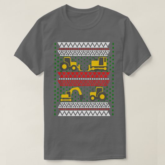 Excavator Tractor Bulldozer-kerstmis Ugly Sweater T-shirt (Design voorkant)