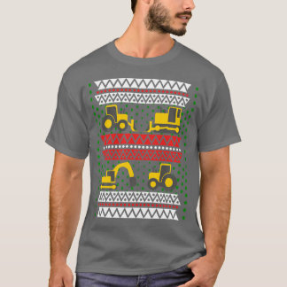 Excavator Tractor Bulldozer-kerstmis Ugly Sweater T-shirt