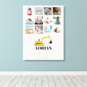 Excavator Truck Baby First Year Photo Collage Canvas Afdruk (Insitu (Houten vloer))