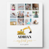 Excavator Truck Baby First Year Photo Collage Fotoplaat (Voorkant)