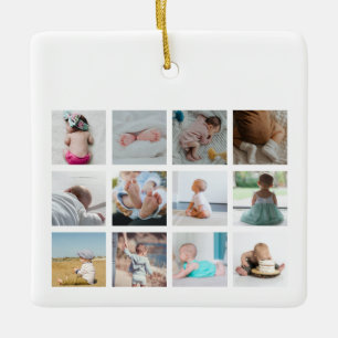 Excavator Truck Baby First Year Photo Collage Keramisch Ornament