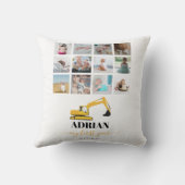 Excavator Truck Baby First Year Photo Collage Kussen (Achterkant)