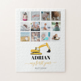 Excavator Truck Baby First Year Photo Collage Legpuzzel