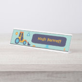 Excavator Trucks Boys Construction Bureau Naambordje (Voorkant)