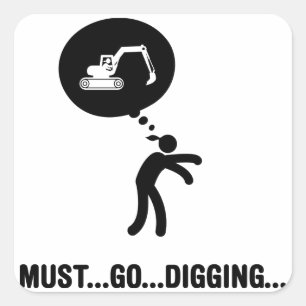 Excavator Vierkante Sticker