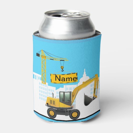 Excavator voegt Naam toe Personaliseren Blikjeskoeler (Blikje Voorkant)