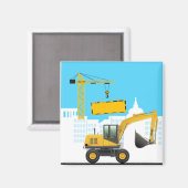 Excavator voegt Naam toe Personaliseren Magneet (Voorkant / Achterkant)
