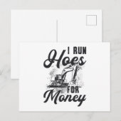 Excavator voor bouwarbeiders die ik hoop voor geld briefkaart (Voorkant / Achterkant)