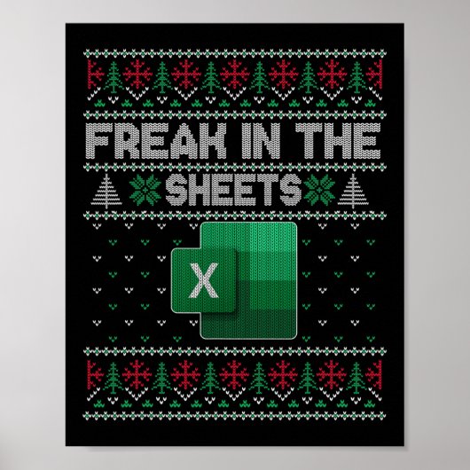 Excel freak in de vellen spreadsheet lelijke trui poster (Voorkant)