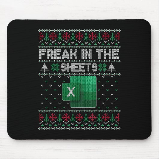 Excel Freak In The Sheets Spreadsheet Ugly Sweater Muismat (Voorkant)