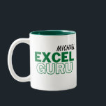 Excel Guru Funny Accounting Tweekleurige Koffiemok<br><div class="desc">Kies een geweldig cadeau, geef een mok op maat aan iemand speciaal, of behandel jezelf met een design dat je op een werkdag 's ochtends aan het lachen maakt. Creëer je eigen NERD mok, maak het uniek voor jou! Koop ons collectie van de meest nerveuze mokken, maak de grappige grappen...</div>