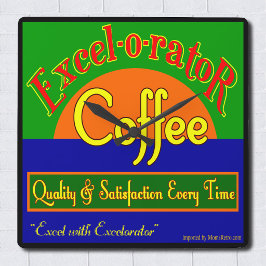 Excel-o-reator Coffee Funny Retro Wall Clock Vierkante Klok