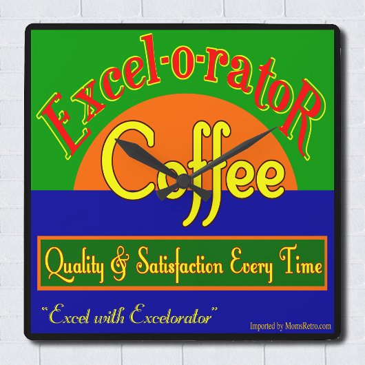 Excel-o-reator Coffee Funny Retro Wall Clock Vierkante Klok