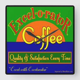 Excel-o-reator Coffee Funny Retro Wall Clock Vierkante Klok