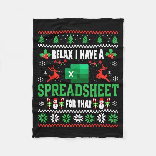 Excel Ugly Christmas Sweater I Have A Spreadsheet Fleece Deken (Voorkant)
