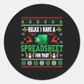 Excel Ugly Christmas Sweater I Have A Spreadsheet Ronde Sticker (Voorkant)