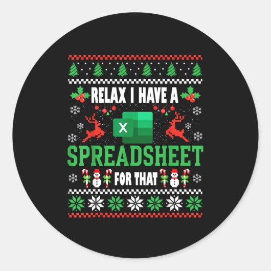 Excel Ugly Christmas Sweater I Have A Spreadsheet Ronde Sticker (Voorkant)