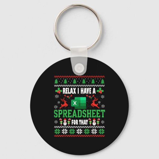Excel Ugly Christmas Sweater I Have A Spreadsheet Sleutelhanger (Voorkant)
