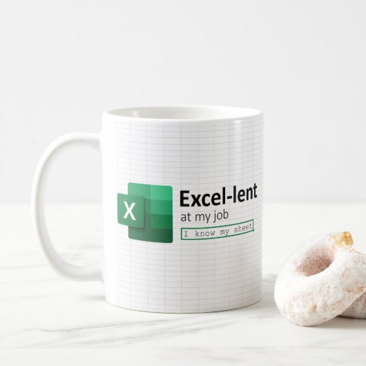 Excel-uitgeleend bij My Job, Ik ken Mijn Bladkoffi Koffiemok (Met donut)