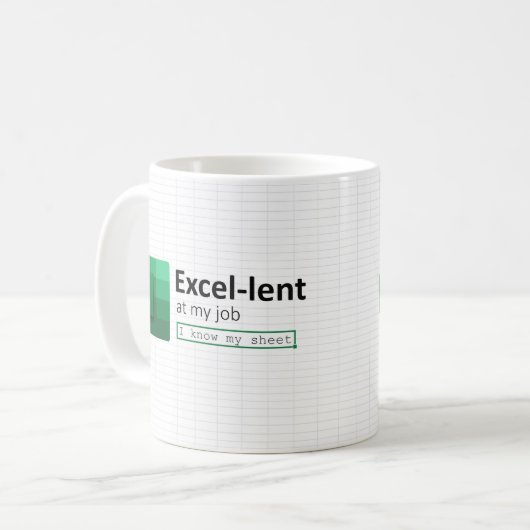 Excel-uitgeleend bij My Job, Ik ken Mijn Bladkoffi Koffiemok (Voorkant links)