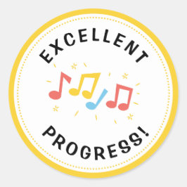 Excellente Vooruitgang Muzieknoten Leuke Beloning Ronde Sticker