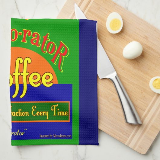 Excelorator Retro Koffie Label Keukenhanddoek (Quarter Fold)