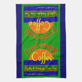 Excelorator Retro Koffie Label Keukenhanddoek (Verticaal)