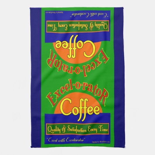 Excelorator Retro Koffie Label Keukenhanddoek (Verticaal)