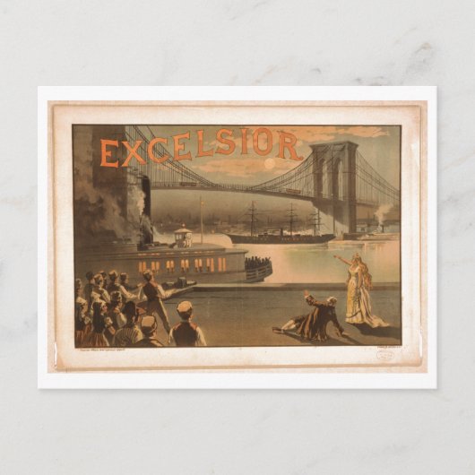 Excelsior 1883 Brooklyn Bridge New York City c1883 Briefkaart (Voorkant)