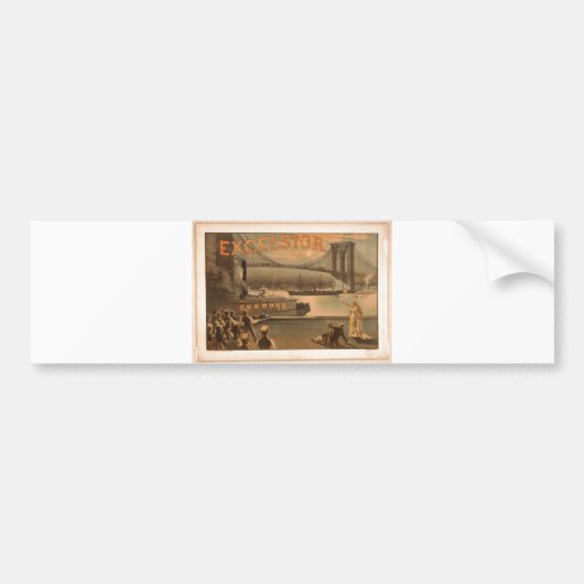 Excelsior 1883 Brooklyn Bridge New York City c1883 Bumpersticker (Voorkant)