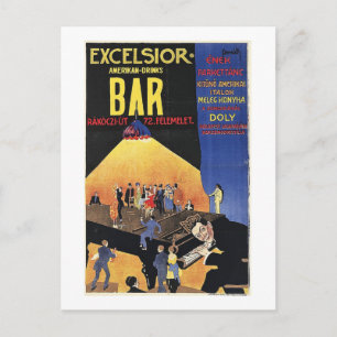 Excelsior Bar, Boedapest, Hongarije, Vintage 1920s Briefkaart