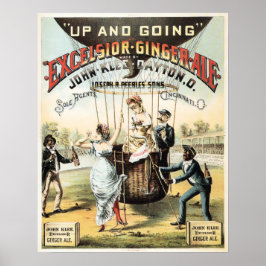 EXCELSIOR GINGER ALE Hot Air Ballon Retro Poster