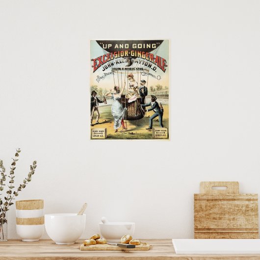 EXCELSIOR GINGER ALE Hot Air Ballon Retro Poster (Keuken)