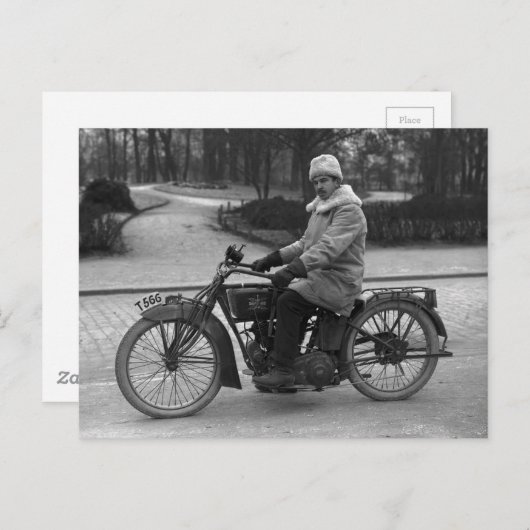 Excelsior motorfiets met twee cilinders  foto briefkaart (Voorkant / Achterkant)