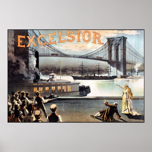 Excelsior Poster 1883 Brooklyn Bridge New York (Voorkant)