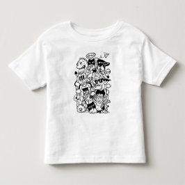 Excentrieke Cartoonpersonages Menigte Kinder Shirts