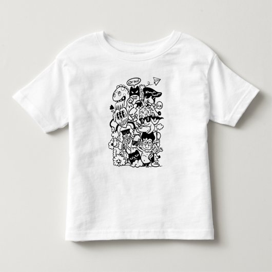 Excentrieke Cartoonpersonages Menigte Kinder Shirts (Voorkant)