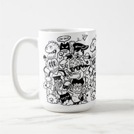 Excentrieke Cartoonpersonages Menigte Koffiemok