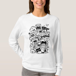 Excentrieke Cartoonpersonages Menigte T-shirt