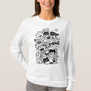 Excentrieke Cartoonpersonages Menigte T-shirt