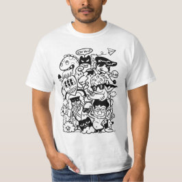 Excentrieke Cartoonpersonages Menigte T-shirt