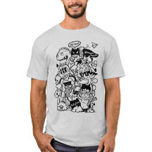 Excentrieke Cartoonpersonages Menigte