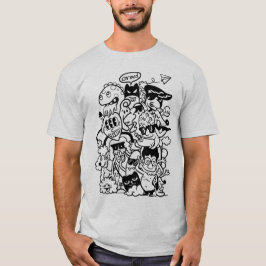 Excentrieke Cartoonpersonages Menigte T-shirt