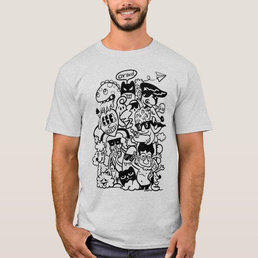 Excentrieke Cartoonpersonages Menigte T-shirt (Voorkant)