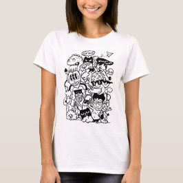 Excentrieke Cartoonpersonages Menigte T-shirt