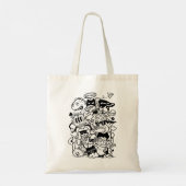 Excentrieke Cartoonpersonages Menigte Tote Bag (Achterkant)