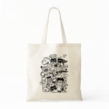 Excentrieke Cartoonpersonages Menigte