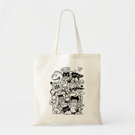 Excentrieke Cartoonpersonages Menigte Tote Bag